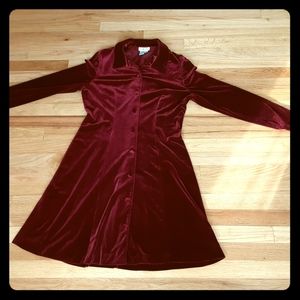 90's or early 2000's Talbots Red Velvet Shirt Dres